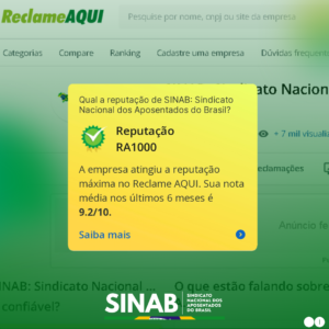 SINAB mantém Certificado RA1000