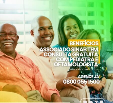 Os Associados do SINAB têm descontos em medicamentos, tratamentos dentários, exames, consultas, lazer, academias, clubes e assessoria jurídica.